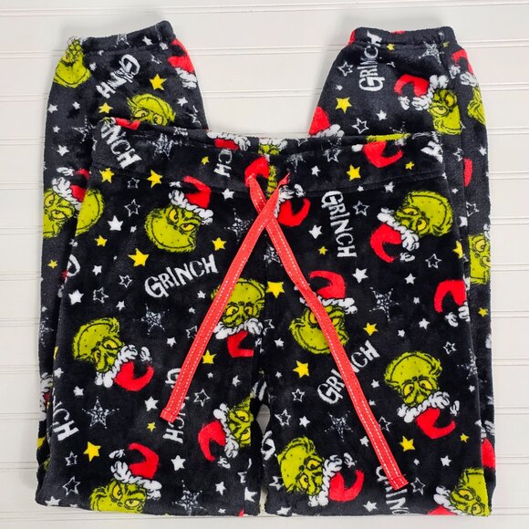 The Grinch Women's Black Plush Christmas Holiday Pajama Pants Size M NWT - Picture 2 of 11